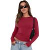 imageXIEERDUO Womens Long Sleeve Crew Neck Slim Fit T Shirts 2024 Y2k Clothes Basic Going Out Tops 3 Pack2 PackLong Sleeve 2 Pack Black Red