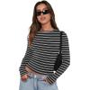 imageXIEERDUO Womens Long Sleeve Crew Neck Slim Fit T Shirts 2024 Y2k Clothes Basic Going Out Tops 3 Pack2 PackLong Sleeve 2 Pack Striped Black White