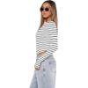 imageXIEERDUO Womens Long Sleeve Crew Neck Slim Fit T Shirts 2024 Y2k Clothes Basic Going Out Tops 3 Pack2 PackLong Sleeve 2 Pack Striped Black White