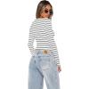 imageXIEERDUO Womens Long Sleeve Crew Neck Slim Fit T Shirts 2024 Y2k Clothes Basic Going Out Tops 3 Pack2 PackLong Sleeve 2 Pack Striped Black White