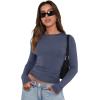 imageXIEERDUO Womens Long Sleeve Crew Neck Slim Fit T Shirts 2024 Y2k Clothes Basic Going Out Tops 3 Pack2 PackLong Sleeve 3 Pack Black White Blue