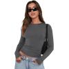 imageXIEERDUO Womens Long Sleeve Crew Neck Slim Fit T Shirts 2024 Y2k Clothes Basic Going Out Tops 3 Pack2 PackLong Sleeve 3 Pack Black White Grey
