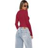 imageXIEERDUO Womens Long Sleeve Crew Neck Slim Fit T Shirts 2024 Y2k Clothes Basic Going Out Tops 3 Pack2 PackLong Sleeve 3 Pack Darkgreen Royalblue Red