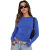 imageXIEERDUO Womens Long Sleeve Crew Neck Slim Fit T Shirts 2024 Y2k Clothes Basic Going Out Tops 3 Pack2 PackLong Sleeve 3 Pack Darkgreen Royalblue Red