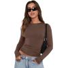imageXIEERDUO Womens Long Sleeve Crew Neck Slim Fit T Shirts 2024 Y2k Clothes Basic Going Out Tops 3 Pack2 PackLong Sleeve 3 Pack Grey Blue Brown