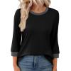imageXIEERDUO Womens T Shirts 34 Length Sleeve Womens Tops Dressy Casual Crew Neck Color Block Tunic Tops0 Black