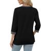 imageXIEERDUO Womens T Shirts 34 Length Sleeve Womens Tops Dressy Casual Crew Neck Color Block Tunic Tops0 Black