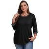 imageXIEERDUO Womens T Shirts 34 Length Sleeve Womens Tops Dressy Casual Crew Neck Color Block Tunic Tops0 Black