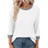 imageXIEERDUO Womens T Shirts 34 Length Sleeve Womens Tops Dressy Casual Crew Neck Color Block Tunic Tops0 White