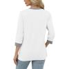 imageXIEERDUO Womens T Shirts 34 Length Sleeve Womens Tops Dressy Casual Crew Neck Color Block Tunic Tops0 White