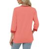 imageXIEERDUO Womens T Shirts 34 Length Sleeve Womens Tops Dressy Casual Crew Neck Color Block Tunic TopsCoral
