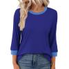 imageXIEERDUO Womens T Shirts 34 Length Sleeve Womens Tops Dressy Casual Crew Neck Color Block Tunic TopsDark Blue