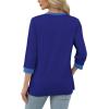 imageXIEERDUO Womens T Shirts 34 Length Sleeve Womens Tops Dressy Casual Crew Neck Color Block Tunic TopsDark Blue