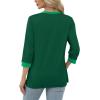 imageXIEERDUO Womens T Shirts 34 Length Sleeve Womens Tops Dressy Casual Crew Neck Color Block Tunic TopsGreen