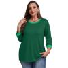 imageXIEERDUO Womens T Shirts 34 Length Sleeve Womens Tops Dressy Casual Crew Neck Color Block Tunic TopsGreen