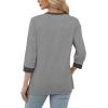 imageXIEERDUO Womens T Shirts 34 Length Sleeve Womens Tops Dressy Casual Crew Neck Color Block Tunic TopsGrey