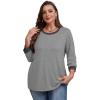 imageXIEERDUO Womens T Shirts 34 Length Sleeve Womens Tops Dressy Casual Crew Neck Color Block Tunic TopsGrey