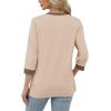 imageXIEERDUO Womens T Shirts 34 Length Sleeve Womens Tops Dressy Casual Crew Neck Color Block Tunic TopsKhaki