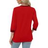 imageXIEERDUO Womens T Shirts 34 Length Sleeve Womens Tops Dressy Casual Crew Neck Color Block Tunic TopsRed