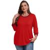 imageXIEERDUO Womens T Shirts 34 Length Sleeve Womens Tops Dressy Casual Crew Neck Color Block Tunic TopsRed