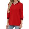 imageXIEERDUO Womens T Shirts 34 Length Sleeve Womens Tops Dressy Casual Crew Neck Color Block Tunic TopsRed