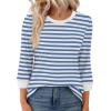 imageXIEERDUO Womens T Shirts 34 Length Sleeve Womens Tops Dressy Casual Crew Neck Color Block Tunic TopsStriped Blue