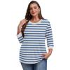 imageXIEERDUO Womens T Shirts 34 Length Sleeve Womens Tops Dressy Casual Crew Neck Color Block Tunic TopsStriped Blue