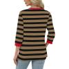 imageXIEERDUO Womens T Shirts 34 Length Sleeve Womens Tops Dressy Casual Crew Neck Color Block Tunic TopsStriped Coffee