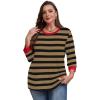 imageXIEERDUO Womens T Shirts 34 Length Sleeve Womens Tops Dressy Casual Crew Neck Color Block Tunic TopsStriped Coffee