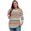 imageXIEERDUO Womens T Shirts 34 Length Sleeve Womens Tops Dressy Casual Crew Neck Color Block Tunic TopsStriped Orange