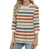 imageXIEERDUO Womens T Shirts 34 Length Sleeve Womens Tops Dressy Casual Crew Neck Color Block Tunic TopsStriped Orange