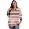 imageXIEERDUO Womens T Shirts 34 Length Sleeve Womens Tops Dressy Casual Crew Neck Color Block Tunic TopsStriped Pink
