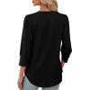 imageXIEERDUO Womens 34 Sleeve Tops with Buttons VNeck Summer Outfits Casual Blouses Shirts Beach Vacation Fall Clothes 2025Ablack