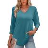 imageXIEERDUO Womens 34 Sleeve Tops with Buttons VNeck Summer Outfits Casual Blouses Shirts Beach Vacation Fall Clothes 2025Ablue Green