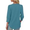 imageXIEERDUO Womens 34 Sleeve Tops with Buttons VNeck Summer Outfits Casual Blouses Shirts Beach Vacation Fall Clothes 2025Ablue Green