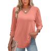 imageXIEERDUO Womens 34 Sleeve Tops with Buttons VNeck Summer Outfits Casual Blouses Shirts Beach Vacation Fall Clothes 2025Acoral