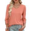 imageXIEERDUO Womens 34 Sleeve Tops with Buttons VNeck Summer Outfits Casual Blouses Shirts Beach Vacation Fall Clothes 2025Acoral