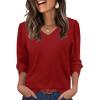 imageXIEERDUO Womens 34 Sleeve Tops with Buttons VNeck Summer Outfits Casual Blouses Shirts Beach Vacation Fall Clothes 2025Ared