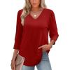 imageXIEERDUO Womens 34 Sleeve Tops with Buttons VNeck Summer Outfits Casual Blouses Shirts Beach Vacation Fall Clothes 2025Ared