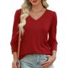 imageXIEERDUO Womens 34 Sleeve Tops with Buttons VNeck Summer Outfits Casual Blouses Shirts Beach Vacation Fall Clothes 2025Ared