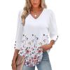 imageXIEERDUO Womens 34 Sleeve Tops with Buttons VNeck Summer Outfits Casual Blouses Shirts Beach Vacation Fall Clothes 2025Fdandelion