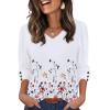 imageXIEERDUO Womens 34 Sleeve Tops with Buttons VNeck Summer Outfits Casual Blouses Shirts Beach Vacation Fall Clothes 2025Fdandelion