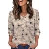 imageXIEERDUO Womens 34 Sleeve Tops with Buttons VNeck Summer Outfits Casual Blouses Shirts Beach Vacation Fall Clothes 2025Fkhaki Ink Floral