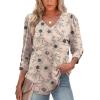 imageXIEERDUO Womens 34 Sleeve Tops with Buttons VNeck Summer Outfits Casual Blouses Shirts Beach Vacation Fall Clothes 2025Fkhaki Ink Floral