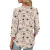 imageXIEERDUO Womens 34 Sleeve Tops with Buttons VNeck Summer Outfits Casual Blouses Shirts Beach Vacation Fall Clothes 2025Fkhaki Ink Floral