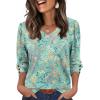 imageXIEERDUO Womens 34 Sleeve Tops with Buttons VNeck Summer Outfits Casual Blouses Shirts Beach Vacation Fall Clothes 2025Fpink Green Floral