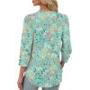 imageXIEERDUO Womens 34 Sleeve Tops with Buttons VNeck Summer Outfits Casual Blouses Shirts Beach Vacation Fall Clothes 2025Fpink Green Floral