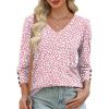imageXIEERDUO Womens 34 Sleeve Tops with Buttons VNeck Summer Outfits Casual Blouses Shirts Beach Vacation Fall Clothes 2025Fpink Leopard