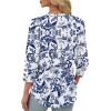 imageXIEERDUO Womens 34 Sleeve Tops with Buttons VNeck Summer Outfits Casual Blouses Shirts Beach Vacation Fall Clothes 2025Fwhite Tribal Blue Floral