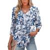 imageXIEERDUO Womens 34 Sleeve Tops with Buttons VNeck Summer Outfits Casual Blouses Shirts Beach Vacation Fall Clothes 2025Fwhite Tribal Blue Floral